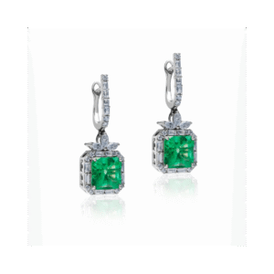 Diamond Emerald Dangle Earrings